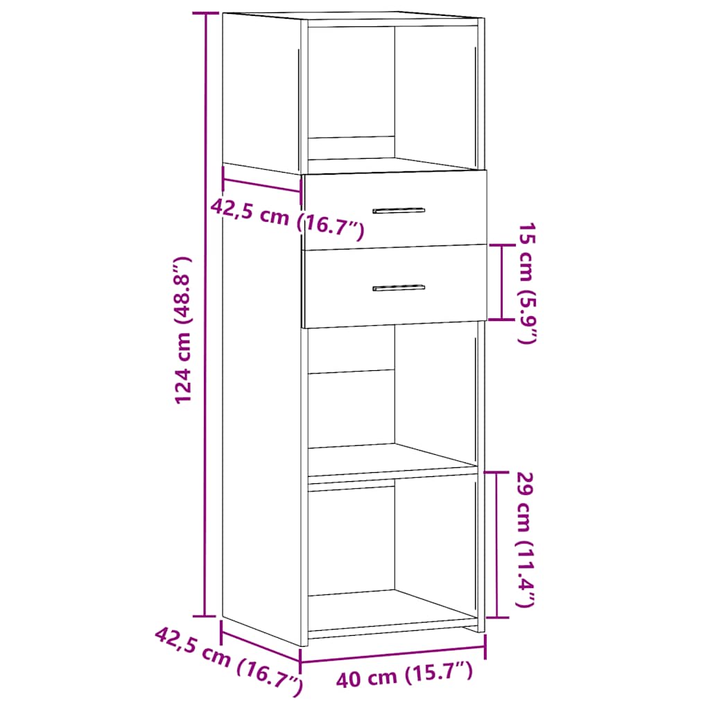 Highboard Braun Eichen-Optik 40x42,5x124 cm Holzwerkstoff